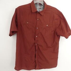 Kuhl Short Sleeve Shirt Mens Large Red Snap Outdoor Performance Hiking